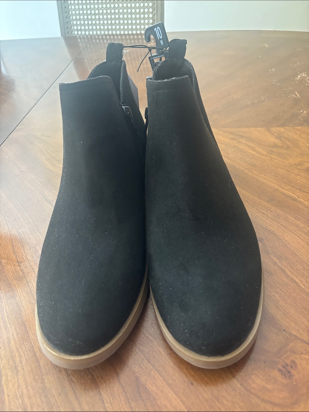 Time and Tru Black Suede Ankle Booties size 10W